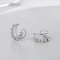 Chic silver beaded hoop earrings featuring multiple polished metallic spheres for women - Silver Beaded Hoop Earrings