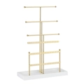 Golden 6-tier jewelry organizer stand with white rectangular base for earrings and necklaces - 26*11.5*39cm / Gold