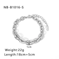 Bracciale a catena spessa punk in acciaio inossidabile argento con chiusura a moschettone - Bracciale a Maglie Tonde Piatte (NB-B1016-S)