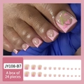Pink French style press-on toenails with heart and cherry patterns, 24-piece set - JY108-B7 Heart to Heart