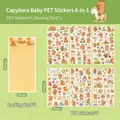 Capybara cartoon PET sticker set with 6 sheets of waterproof decorative stickers - Baby Capybara (6 Stickers + 1 Base Card)
