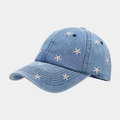 Casquette de baseball en jean bleu clair vintage avec broderie florale pour femme en plein air - Réglable / Fleur à Cinq Pétales Bleu Foncé