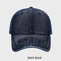 Casquette de baseball en jean bleu marine avec broderie 3D ACTION de haute qualité - M (54-58cm) / Bleu marine