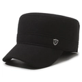 Berretto cadet invernale da uomo nero in lana con logo metallico F alla moda sul lato - Regolabile / Nero