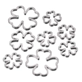 Set of 8 silver stainless steel hollow clover charms for DIY jewelry making - 12mm / Steel