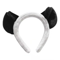 Detail view of plush panda ear headband showing soft black and white faux fur texture - Black & White (Panda)