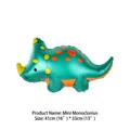 Mini green triceratops dinosaur foil balloon with orange dots for birthday party decoration - Mini Ins Green Triceratops