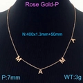 Elegante collar con letras MAMA de acero inoxidable pulido en oro rosa para mujer - Oro rosa