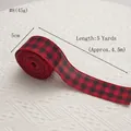 Ruban de Noël à carreaux rouge et noir, 5cm de large, rouleau 5 yards pour nœuds DIY - #8 (Plaid Rouge & Noir-5.0cm)
