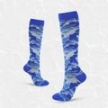 Blue camouflage compression socks in knee-high length with elastic knit support - S/M / Camouflage B (Blue)