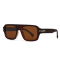 Modern retro square sunglasses with tortoiseshell frame and golden metal accents - Tea Frame/Tea Lens
