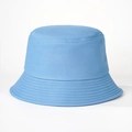 Classic light blue cotton bucket hat with reinforced stitching on a plain white background - Denim Blue