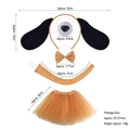 5-piece pug dog costume set with brown puppy ears headband, nose, bow, tail and tutu skirt - Tan Pug 4-Piece Set + Light Brown Tutu Skirt
