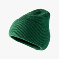 Classic forest green ribbed knit beanie hat for winter warmth with thick folded brim - Green