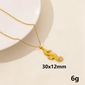 Collana con ciondolo a cavalluccio marino in acciaio placcato oro 18K 30x12mm - Cavalluccio marino / Oro
