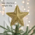 Puntale albero di Natale a stella oro 20x23cm con glitter e base a spirale in ferro - Stile A / 20x23cm