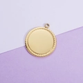 Polished gold circular titanium steel pendant with decorative rope edge on dual-tone background - 18K Gold (25MM)