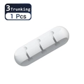 White silicone cable organizer with 3 slots for USB wire management and cord fixation - 3-strand / White