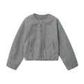 Chaqueta informal gris de otoño para mujer con cremallera, cuello redondo y bolsillos - XS / Gris