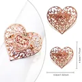 Rose gold heart napkin ring with intricate filigree pattern and sparkling crystals - Rose Gold Hollow Heart