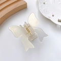 Elegante pinza para el cabello de mariposa en acetato blanco crema con muelle dorado - Blanco Roto