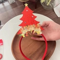 Cute red Christmas tree headband with golden star and glitter finish for holiday party - 34# Red Headband with Gold Christmas Tree