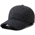 Dark grey knitted men's baseball cap with plush lining and ear protection MR metal logo - Adjustable / MR Style (MR) / Gray