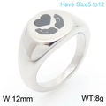 Anillo de sello de acero inoxidable de 12mm con diseño de corazón y manos, tallas 5-12 - Kr111364-z Redondo De 12 Mm / Talla 6