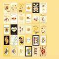Vintage retro style postcard set featuring cute teddy bear and food illustrations - Soft Baked Cheese
