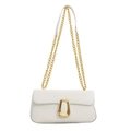 Sac à épaule en cuir blanc avec bandoulière chaîne dorée et fermoir géométrique - Blanc