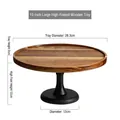 Professional 10-inch large tall wooden cake stand with elegant dark wood grain finish - 10-inch Large High Foot Tray (Non-Rotatable)
