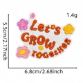 Detail of Let's GROW together embroidery patch with colorful floral patterns on felt base - Let's Grow Together (10#)