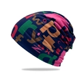 Navy slouchy beanie featuring colorful alphabet print in soft breathable cotton fabric - Navy Blue with Colorful Letters