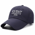 Navy blue quick-dry baseball cap featuring white 3D letter embroidery in a classic fit - Navy Blue