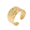 Detailed view of tree bark texture and evil eye relief on the 18k gold plated open ring - Evil Eye/Style 6