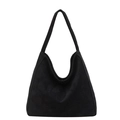 Minimalist black suede tote bag with a soft silhouette and single shoulder strap - Black