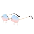 Cloud-shaped gradient lenses sunglasses with hanging metal lightning charms and gold frame - Gold Frame Gradient Blue Pink Lens