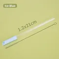 Reusable 1.2cm Tritan telescopic straw set in ice blue with cleaning brush and silicone tip - 1.2x21cm / Ice Blue