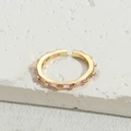 Eleganter 14K vergoldeter offener Ring mit rosa rechteckigen Zirkonia-Steinen - Jz0247 Einreihiger Zirkon Rosa