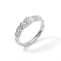Bague torsadée argentée avec pavé de zircons étincelants en acier de haute qualité - US 6 / Argent (PBJ406)