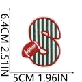 Detail view of letter S rugby embroidery patch showing dimensions 6.4cm by 5cm - Letter S