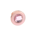 Rose gold round bead charm with pink enamel and faceted gemstone for mesh bracelets - Rose Gold Round Pink Edge Pink Crystal