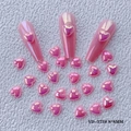 Macro shot of 8x8mm aurora pink heart resin nail art charms on white plush background - YD-373# (Aurora Pink)
