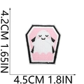 Detail of cute ghost embroidery patch with coffin background and 4.5cm dimension markings - No.10 (Small)