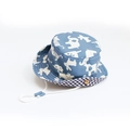 Blue kids sun bucket hat with cartoon animal prints and adjustable chin strap - 35 Blue-background Animals / 54cm