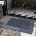 Absorbent diatom mud bath mat with gray two-tone design and white HOME lettering - Lake Baikal (rectangular) - Blue (patented Coating)