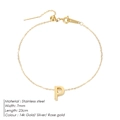Fashionable gold stainless steel initial P anklet with 23cm chain for women's jewelry - Letter P / Gold