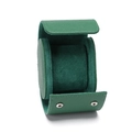Single green PU leather travel watch storage case with silver snap closures and velvet interior - 1 Slot Litchi Cyan Blue