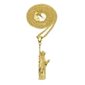 Collier à maille gourmette dorée avec un pendentif détaillé de la Statue de la Liberté - Statue de la Liberté Dorée + Chaîne Cubaine 3mm 24 pouces