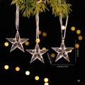 Three clear acrylic star ornaments hanging on pine branch with warm bokeh background - Star/3Pcs
